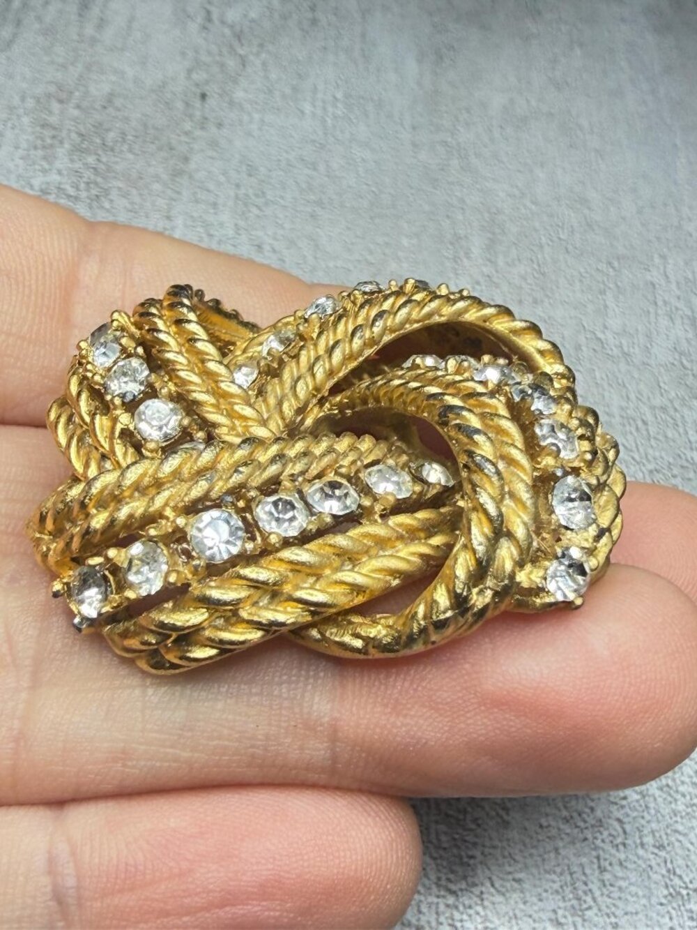 Marcel Boucher Vintage 6590 Love Knot Brooch Clear Rhinestones 1950s Pin - Picture 6 of 9